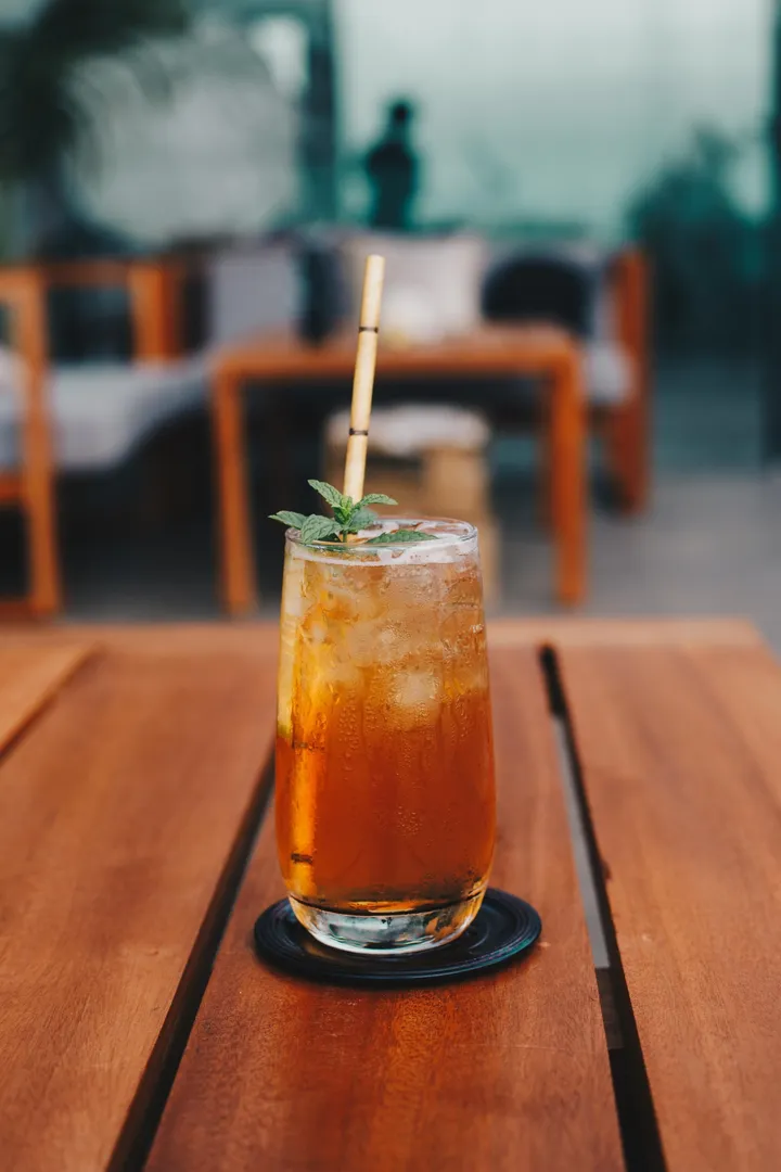 Iced tea on the deck table