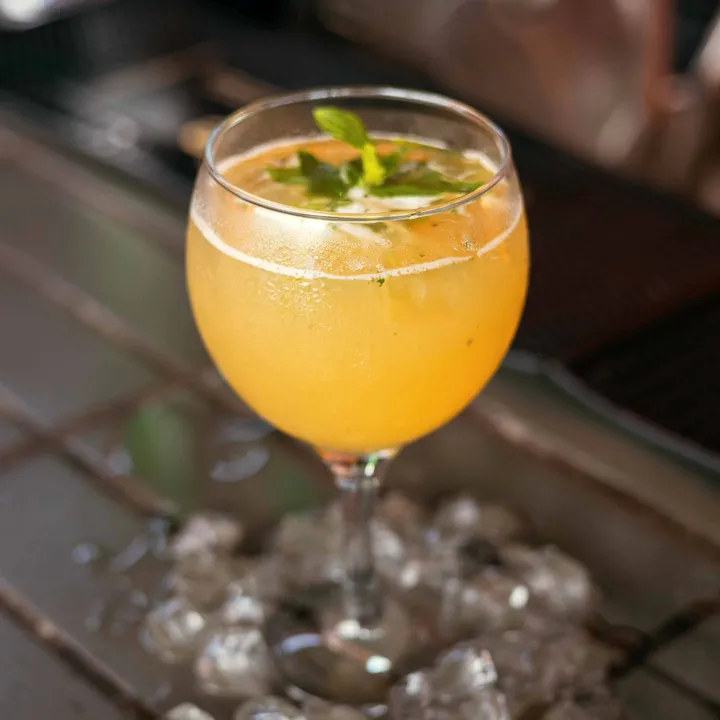 A gin cocktail in a goblet